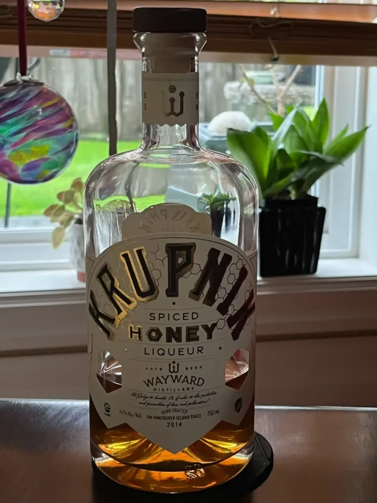 A bottle of Krupnik, a local Comox Valley honey liquor